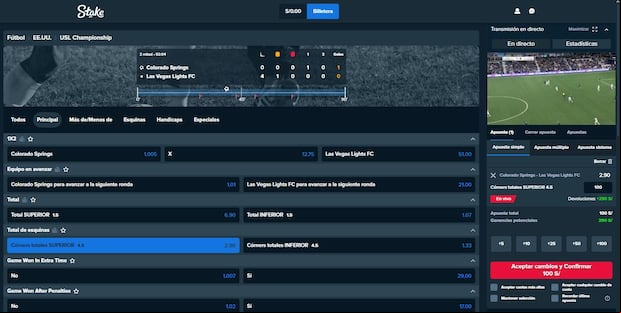 Stake tipos de apuestas en vivo