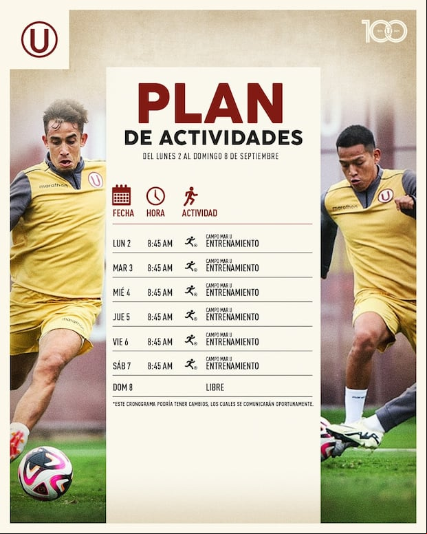 El plan de actividades de Universitario para el parate de fecha FIFA. (Foto: Club Universitario de Deportes)
