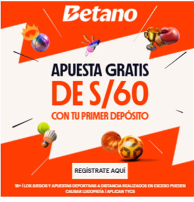 Con el código promocional Betano tendrás la posibilidad de conseguir una apuesta gratis de S/60 con tu primer depósito. Este es un incentivo útil del operador para los nuevos jugadores.