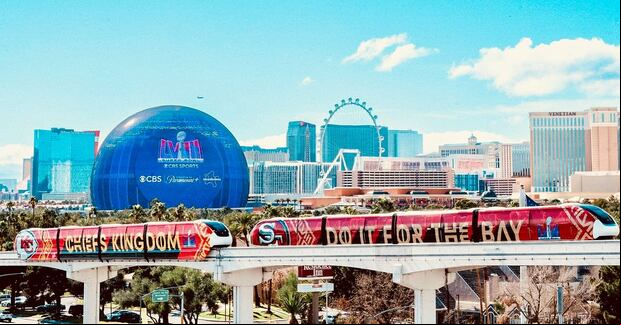 Landscape of Las Vegas welcoming the Super Bowl LVII. | Photo by @lvsuperbowlhc / Instagram