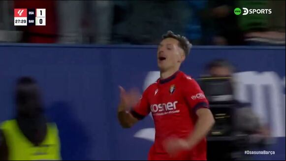 Gol de Bryan Zaragoza para el 2-0 de Osasuna vs Barcelona. (Video: DSports)